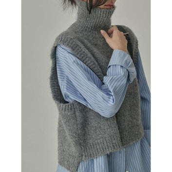 Design Sense Niche French Gray Vest Sweater